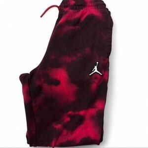 Jordan red tie-dye sweatpants Size: Large 12-13 youth NOTE: flaws in last 2 phot